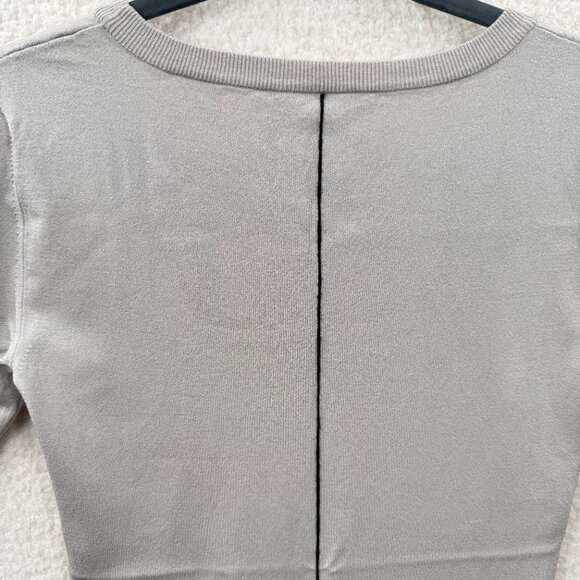 There Was One Scoop Neck Short sleeve Sweater Mini Dress Taupe Beige Knit - Picture 6 of 12